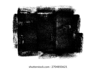 Black grunge texture frame distressed background vector. Rough aged vintage border overlay. Dark rectangle worn paint brush design abstract grungy weathered