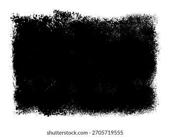 Black grunge texture frame distressed background vector. Rough aged vintage border overlay. Dark rectangle worn paint brush design abstract grungy weathered