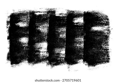 Textura de rolo preto isolado em fundo branco. Linocut de tinta. Traço de pincel preto abstrato grunge. Elemento artístico desenhado à mão com bordas texturizadas. Ilustração vetorial, EPS 10.