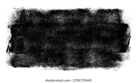 Black grunge texture frame distressed background vector. Rough aged vintage border overlay. Dark rectangle worn paint brush design abstract grungy weathered