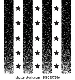 black grunge texture and black star vertical striped background vector illustration image