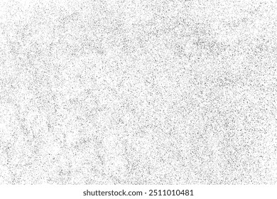 Textura negra afligida. Textura granulada oscura sobre fondo blanco. Superposición de polvo texturizado. Partículas de ruido de grano. Efecto blanco oxidado. Elementos de diseño Grunge. Ilustración vectorial, EPS 10.	