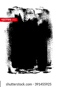 Black grunge texture for your design. Abstract black ink background isolated on white. Monochrome texture background. Grungy acrylic plaint in vector.