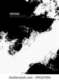 Black grunge textured background painted by brush. Vector illustration.