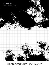 Black grunge textured background painted by brush. Vector illustration.