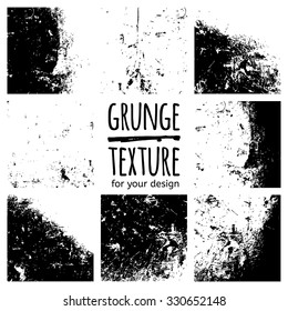 Black grunge textures on transparent background. Vector set for your design