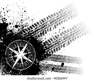 Black grunge tire track background