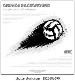 Black grunge volleyball comet movement isolated on white background