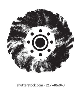Black grunge wheel circle. Vector design element