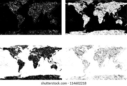 Black grunge world maps