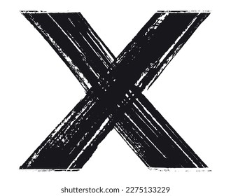 Black grunge x sign.Grunge letter x.Logo x design.