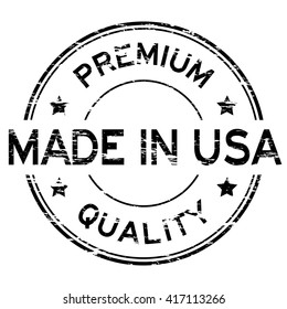 Black grunged rubber stamp "made in USA"