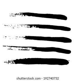 Black grungy abstract hand-painted brush strokes. Vector design
