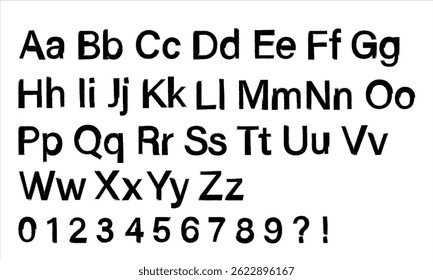 Zwart grungy alfabet en nummers, ruw grungy stijl lettertype voor digitale en print design.