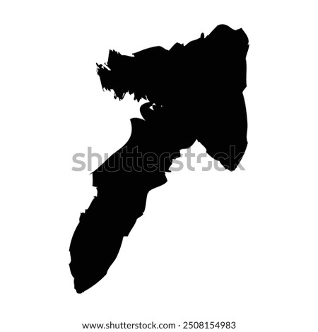 Black grungy brush stroke arrow isolated on white background