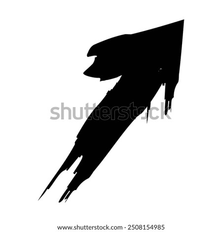 Black grungy brush stroke arrow isolated on white background