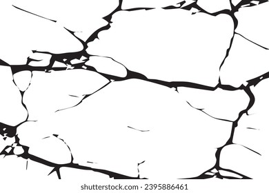 black grungy cracked texture of rough weathered wall, vector illustration background texture