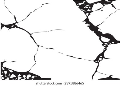 black grungy cracked texture of rough weathered wall, vector illustration background texture