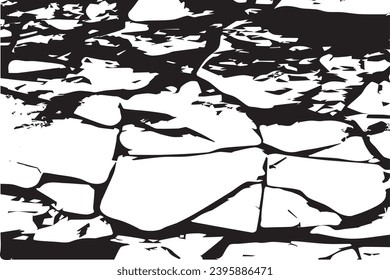 black grungy cracked texture of rough weathered wall, vector illustration background texture