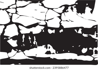 black grungy cracked texture of rough weathered wall, vector illustration background texture