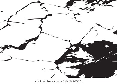 black grungy cracked texture of rough weathered wall, vector illustration background texture