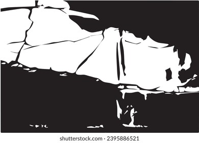 black grungy cracked texture of rough weathered wall, vector illustration background texture