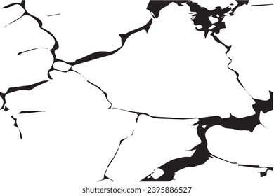 black grungy cracked texture of rough weathered wall, vector illustration background texture