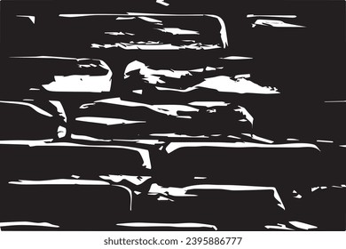 black grungy cracked texture of rough weathered wall, vector illustration background texture