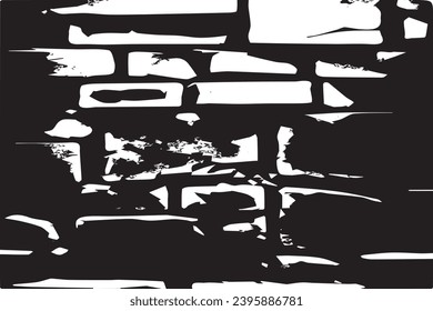 black grungy cracked texture of rough weathered wall, vector illustration background texture