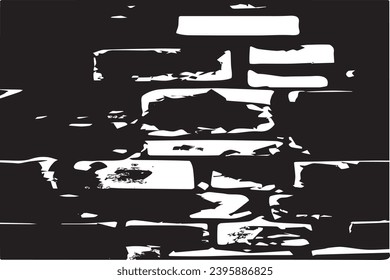 black grungy cracked texture of rough weathered wall, vector illustration background texture