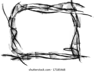 black grungy frame on white background