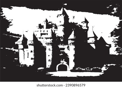 textura gruesa negra del castillo sobre fondo blanco, ilustración vectorial