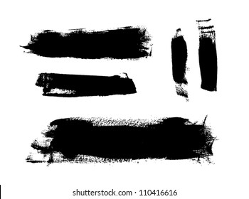 Black grungy vector abstract hand-painted brush strokes