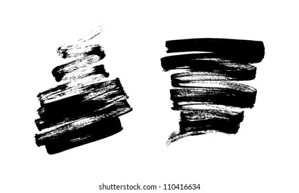 Black Grungy Vector Abstract Hand-painted Zigzag Brush Strokes