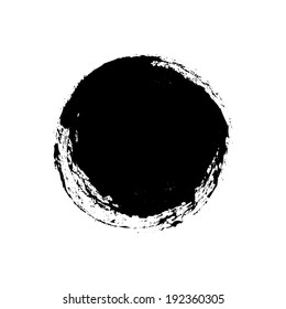 Black grungy vector abstract hand-painted circle. Vector illustration. Background