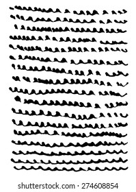 Black grungy vector abstract hand-painted brush strokes. Collection of hand drawn lines. Vector set of design elements
