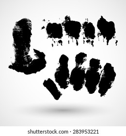 Black grungy vector abstract hand-painted brush strokes