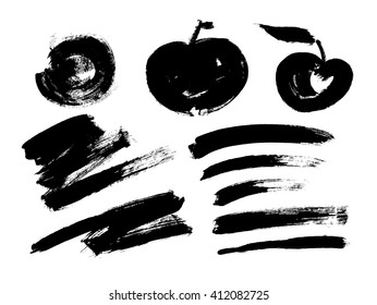 Black grungy vector abstract hand-painted background. Grunge Brush Stroke. Modern Textured Brush Stroke