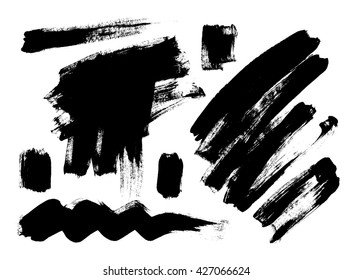 Black grungy vector abstract hand-painted background. Grunge Brush Stroke. Modern Textured Brush Stroke