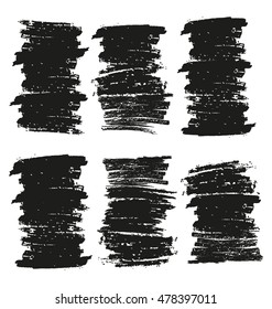 black grungy vector abstract hand-painted brush strokes