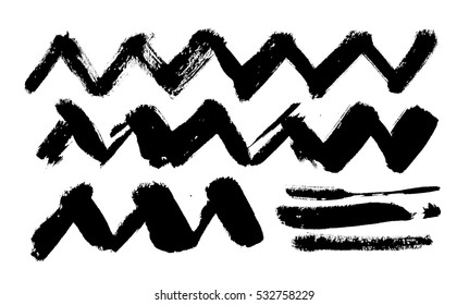 Black grungy vector abstract hand-painted background. Grunge Brush Stroke. Modern Textured Brush Stroke. Set