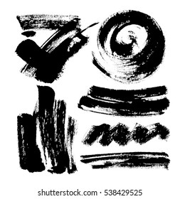 Black grungy vector abstract hand-painted background. Grunge Brush Stroke. Modern Textured Brush Stroke. Set.