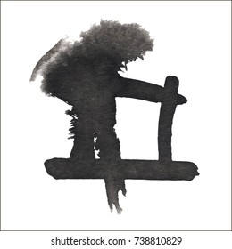 Black grungy vector abstract hand-painted background. Grunge Brush Stroke. Modern Textured Brush Stroke