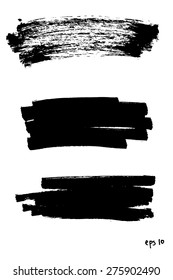 Black grungy vector collection of geometric hand-drawn design elements on white background. 