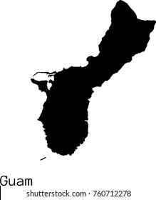 Black Guam map vector silhouette