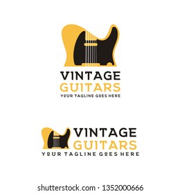 Black Guard Retro Rare Electric Rock Guitar Music Instrument logo design