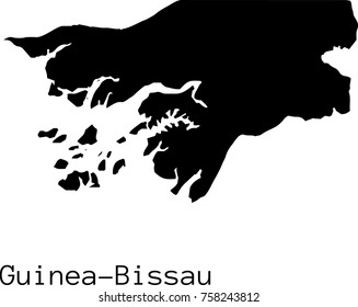 Black Guinea-Bissau map vector silhouette