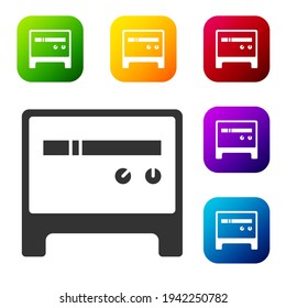 Black Guitar amplifier icon isolated on white background. Musical instrument. Set icons in color square buttons. Vector