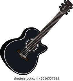 Black guitar character, can be used for symbols or icons and logo material
