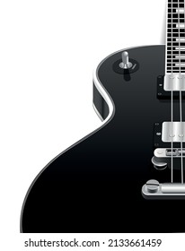 Guitarra negra eléctrica E-guitarra vector música instrumental detallada 3D